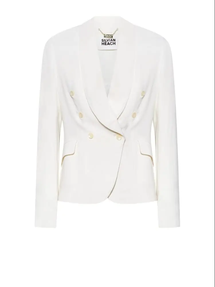 giacca bamer doppiopetto scialle bianca