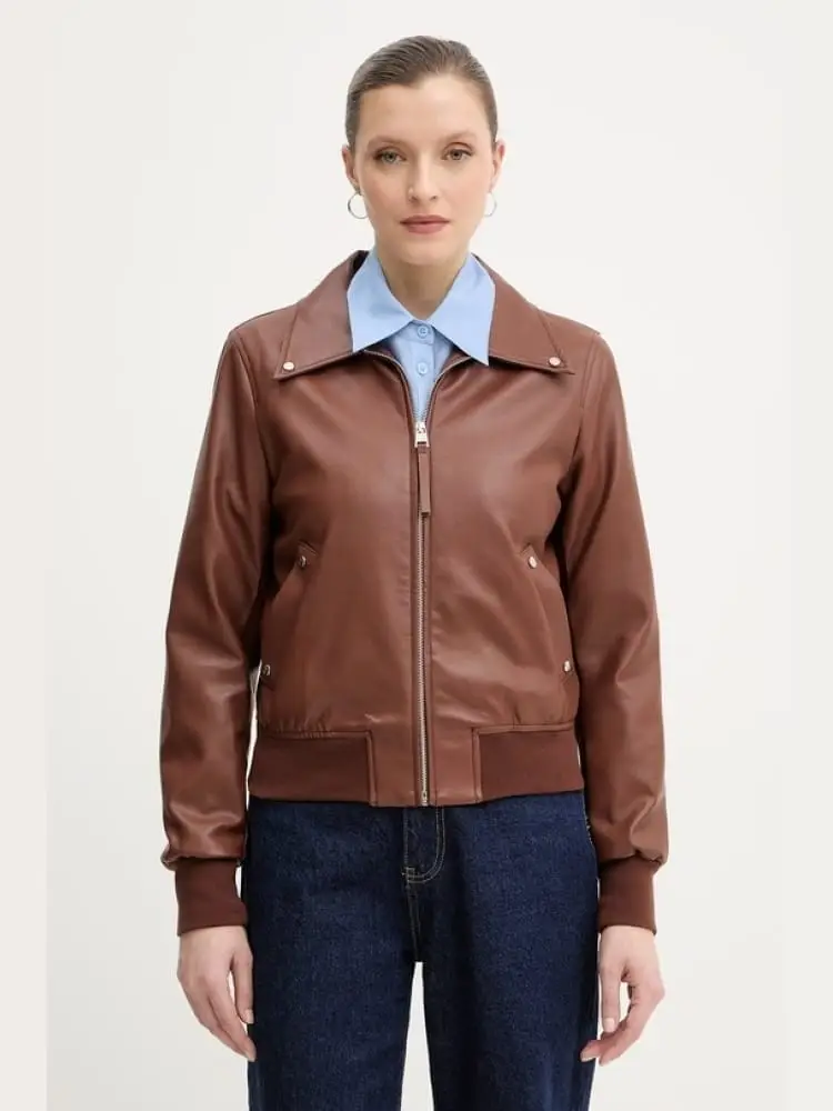 giubbottop eldar in ecopelle marrone chiaro