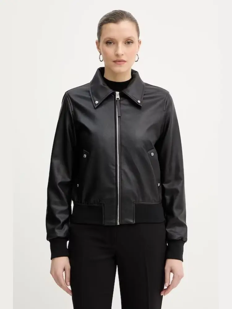 giubbottop eldar in ecopelle nero