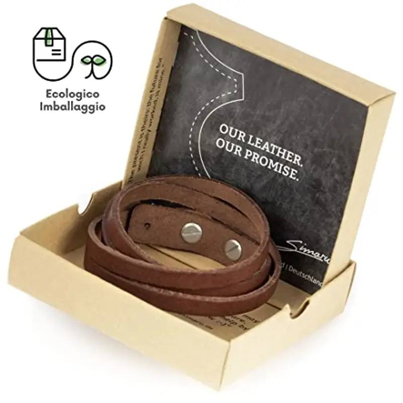 Simaru Bracciale in Vera Pelle Italiana – Bracciale da Uomo Regolabile con Chiusura in Ottone – Solo Pelle Toscana di Alta Qualità Conciata al Vegetale – Ottima idea Regalo miniatura 3