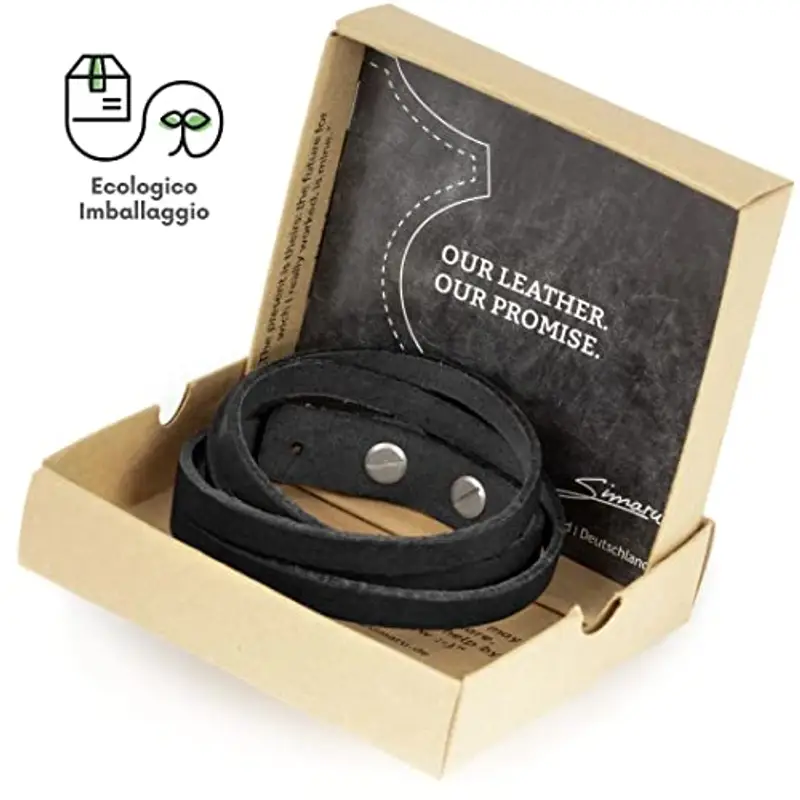 Simaru - Braccialetto in pelle, prodotto in Germania, tutte le misure disponibili miniatura 3