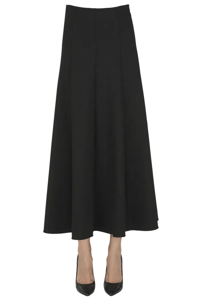 Gonna midi in jersey Nero