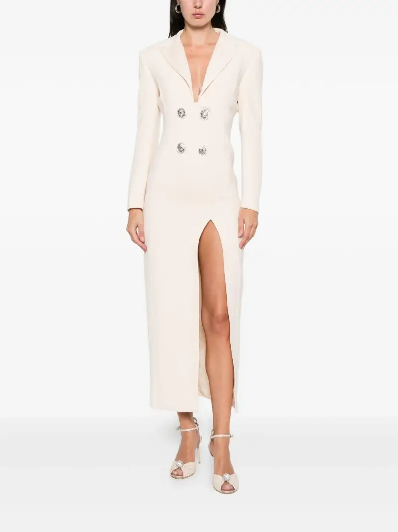 Simona Corsellini Abito lungo burro con bottoni miniatura 2