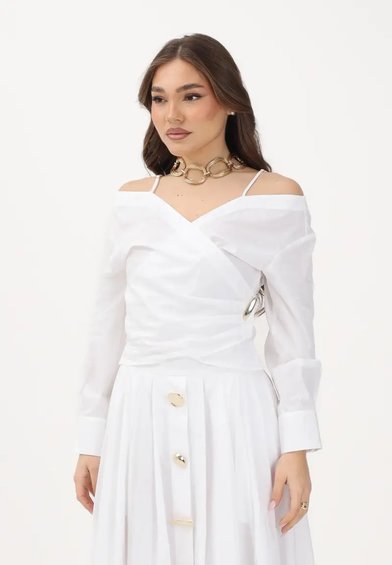 Blusa incrociata bianca da donna
