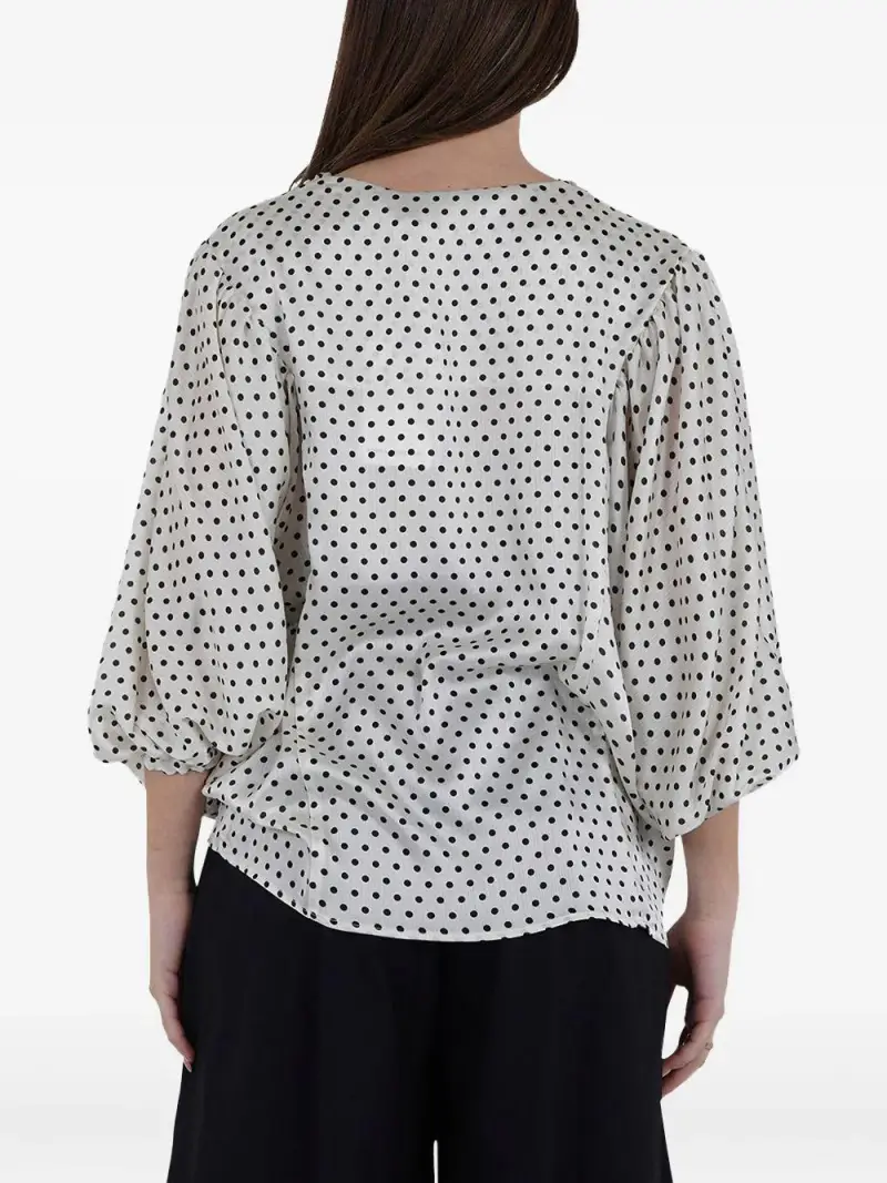 Blusa panna con fantasia pois all-over miniatura 3
