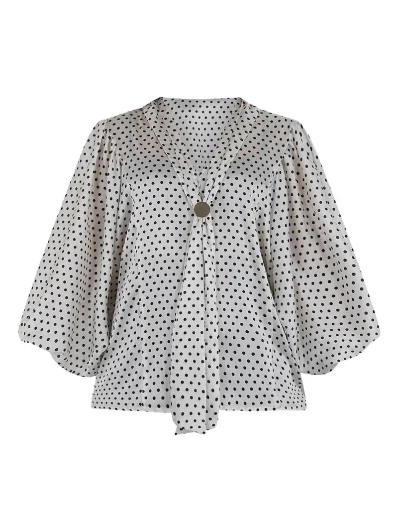 Blusa panna con fantasia pois all-over