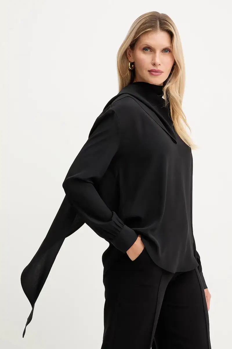 camicetta con seta colore nero A25CPCA00801 miniatura 4