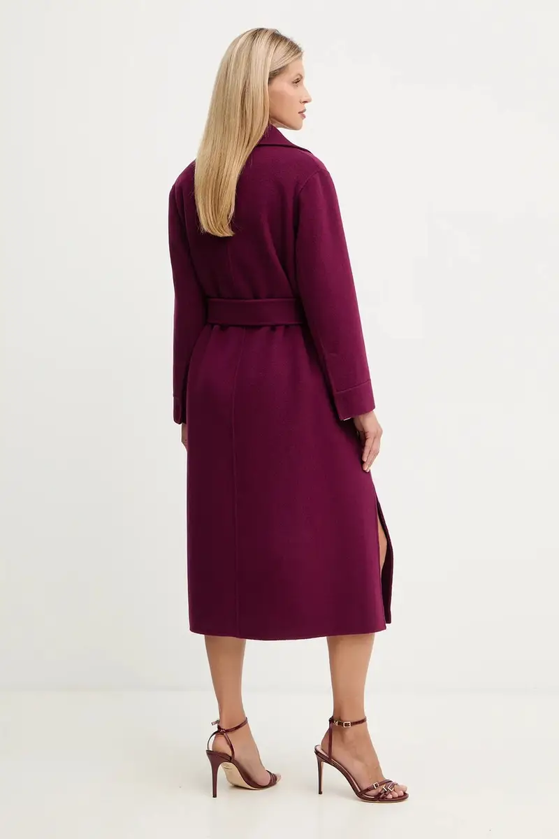 cappotto in lana colore granata A25CPCPV0101 miniatura 3