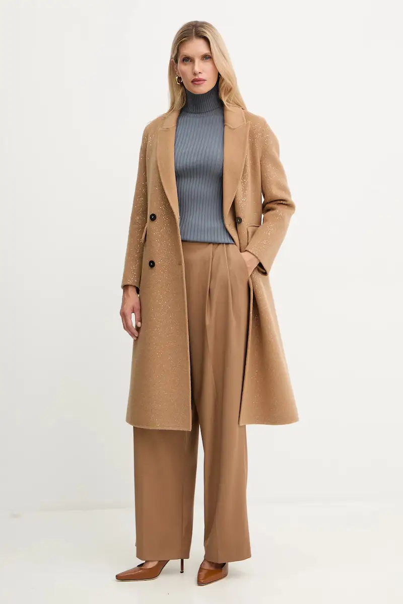 cappotto in lana colore marrone A25CPCPV0202 miniatura 2