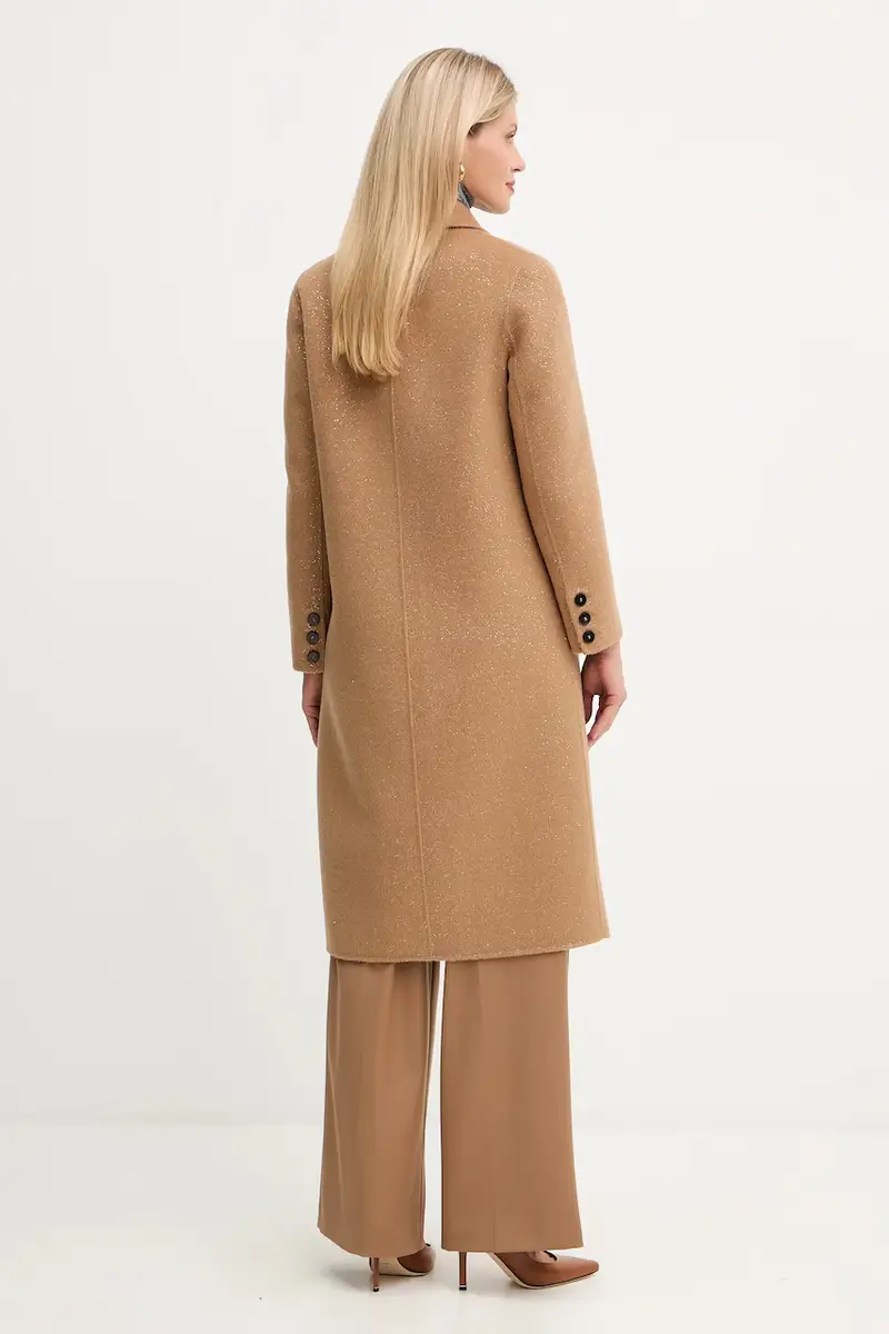 cappotto in lana colore marrone A25CPCPV0202 miniatura 3