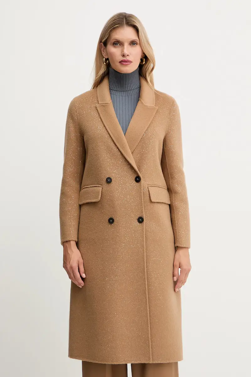 cappotto in lana colore marrone A25CPCPV0202 miniatura 4