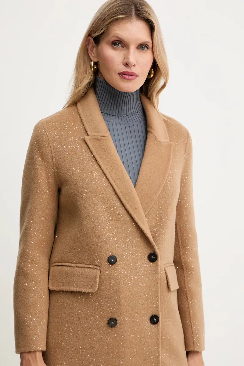 cappotto in lana colore marrone A25CPCPV0202 miniatura 5