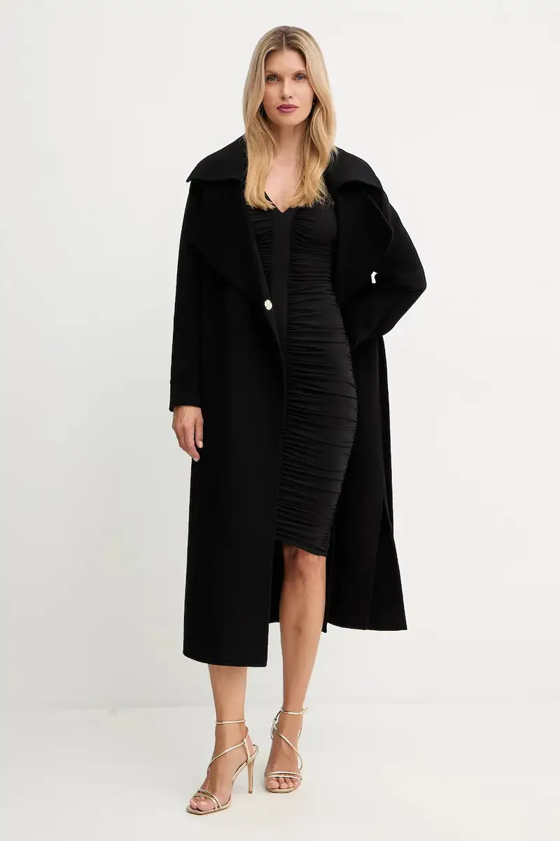 cappotto in lana colore nero A25CPCPV0101 miniatura 2