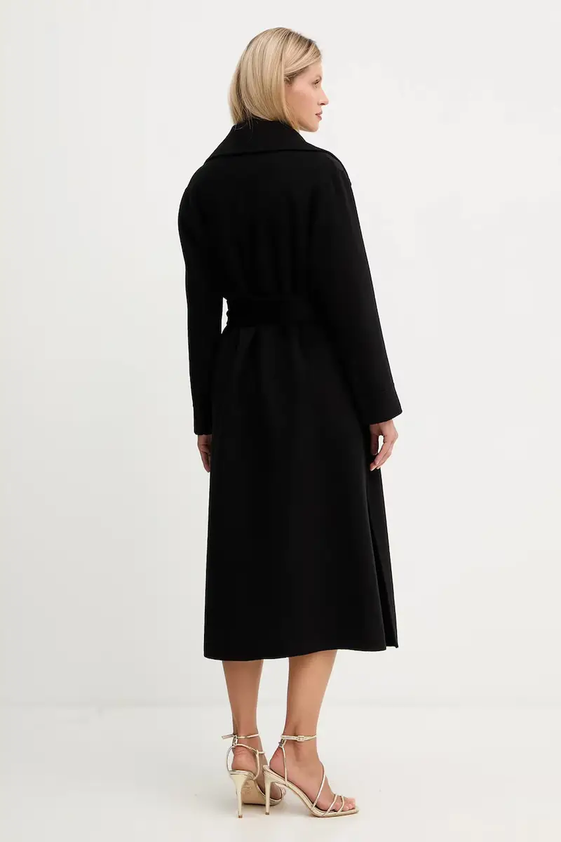 cappotto in lana colore nero A25CPCPV0101 miniatura 3