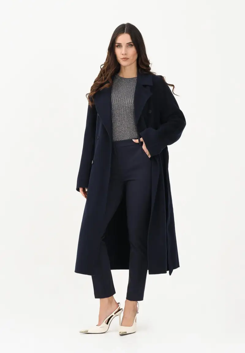 Cappotto lungo blu da donna miniatura 2