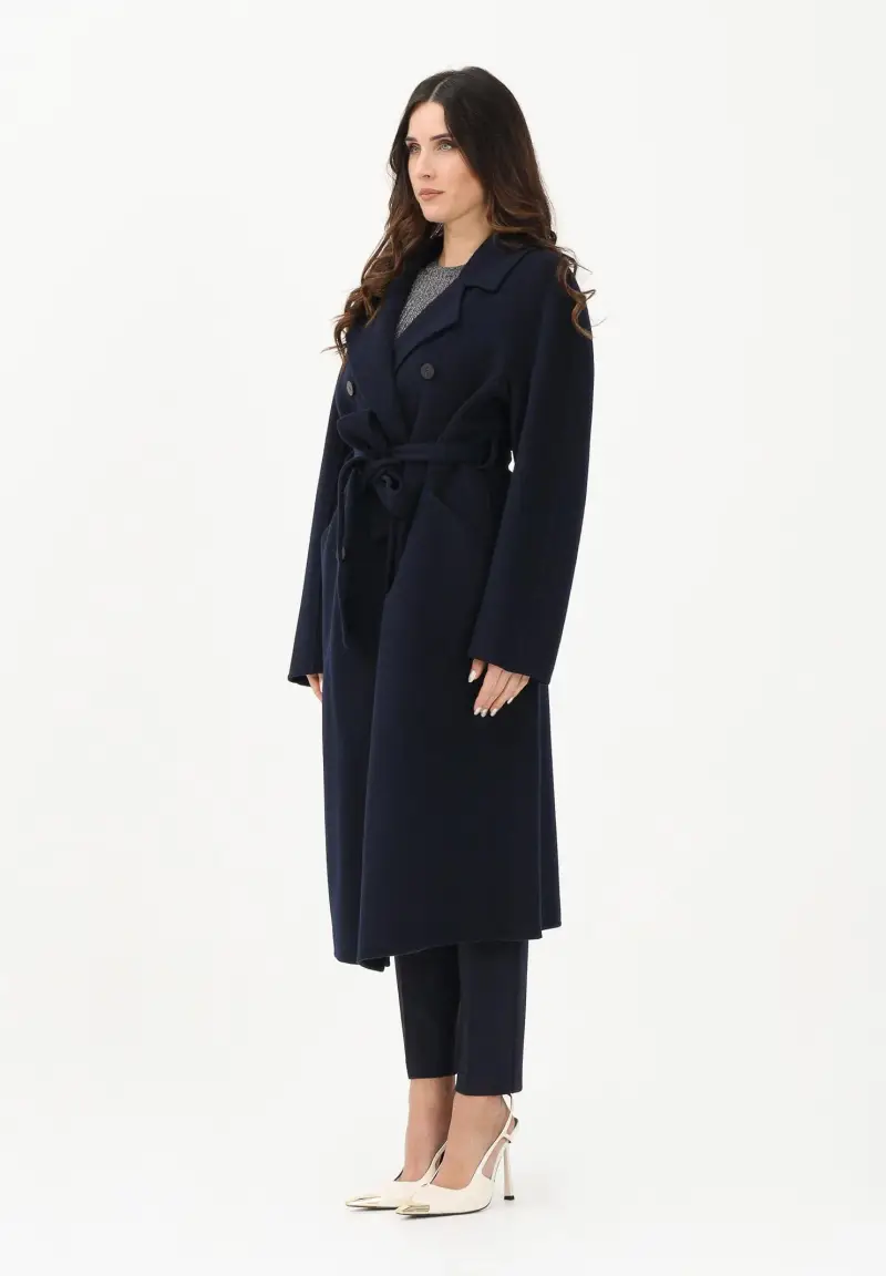Cappotto lungo blu da donna