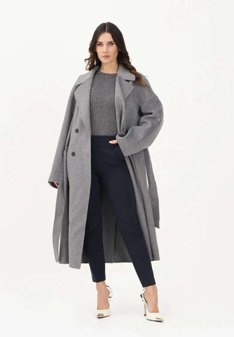 Cappotto lungo grigio da donna miniatura 2