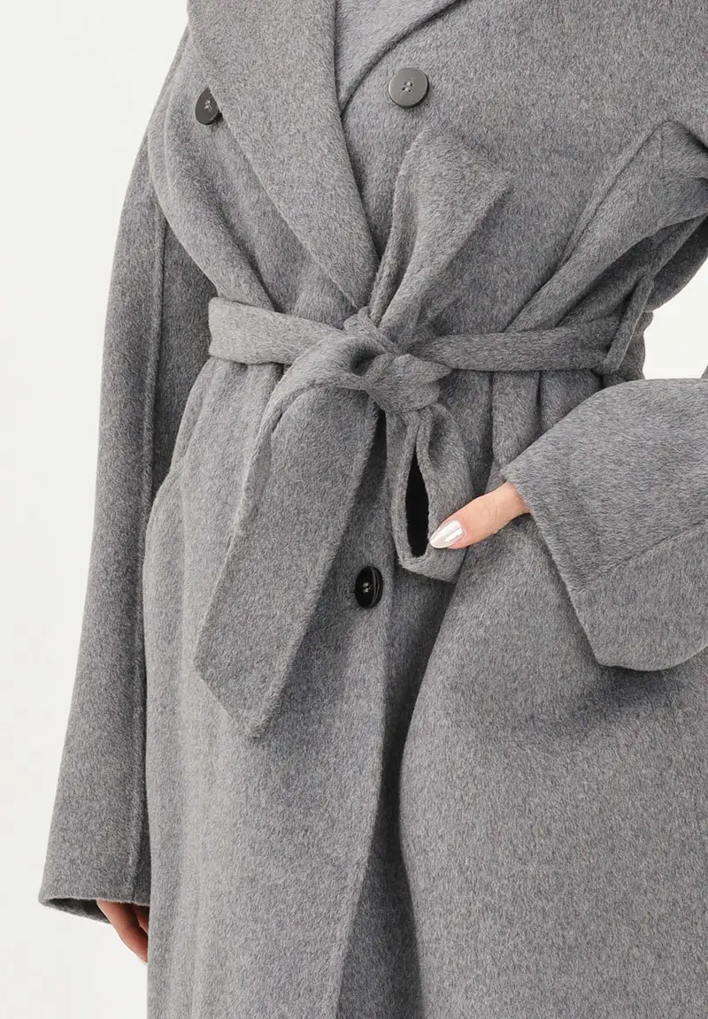 Cappotto lungo grigio da donna miniatura 3