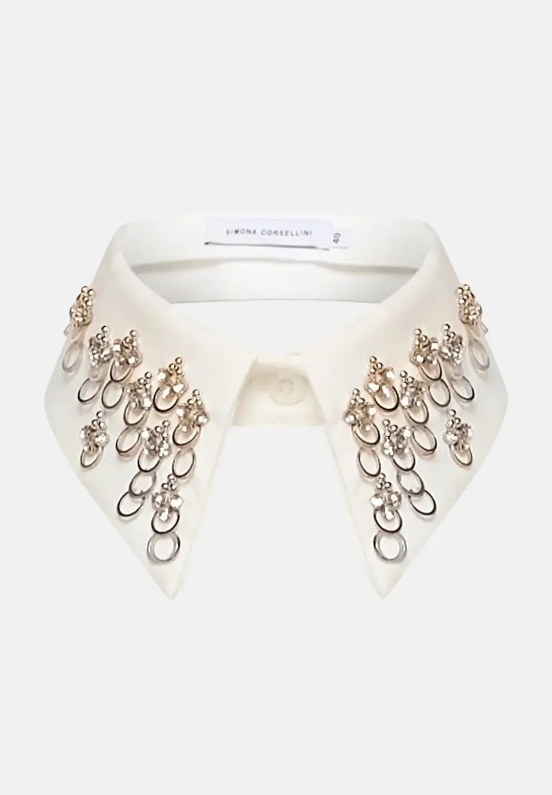 SIMONA CORSELLINI Colletto bianco da donna con applicazione decorativa