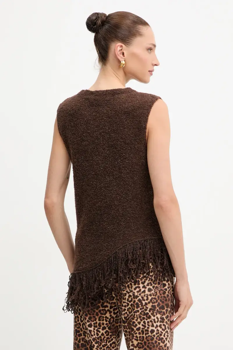 gilet con lana colore marrone A25CPTOO0101 miniatura 3