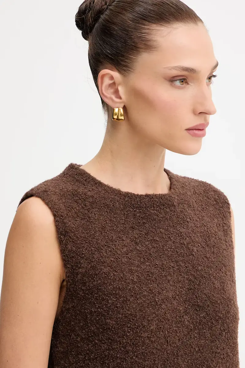 gilet con lana colore marrone A25CPTOO0101 miniatura 4