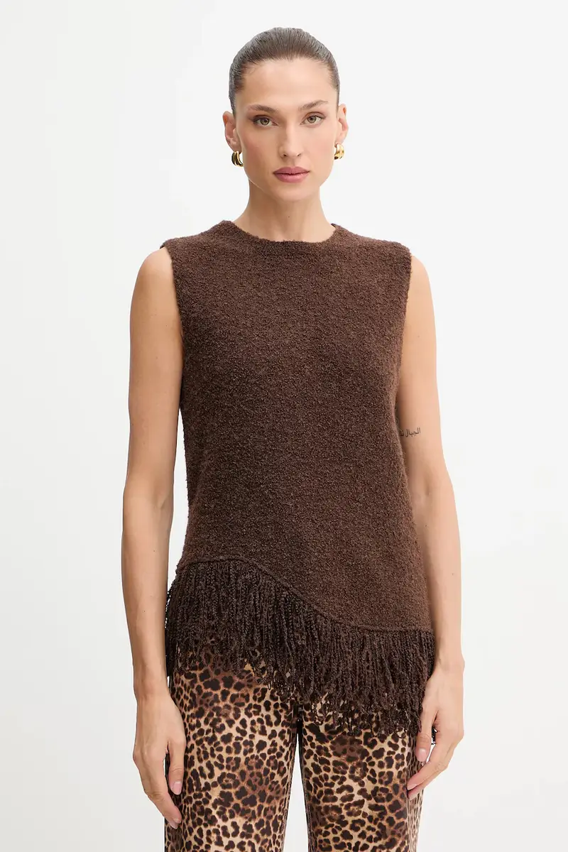 gilet con lana colore marrone A25CPTOO0101