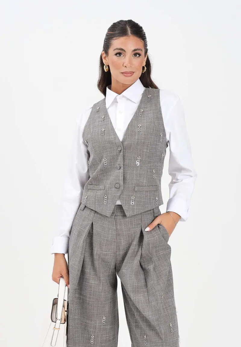 SIMONA CORSELLINI Gilet Donna Grigio 2817771 miniatura 2