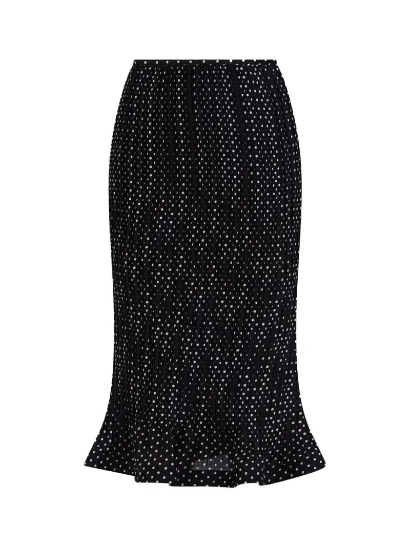 Gonna a campana nera con fantasia pois all-over Nero