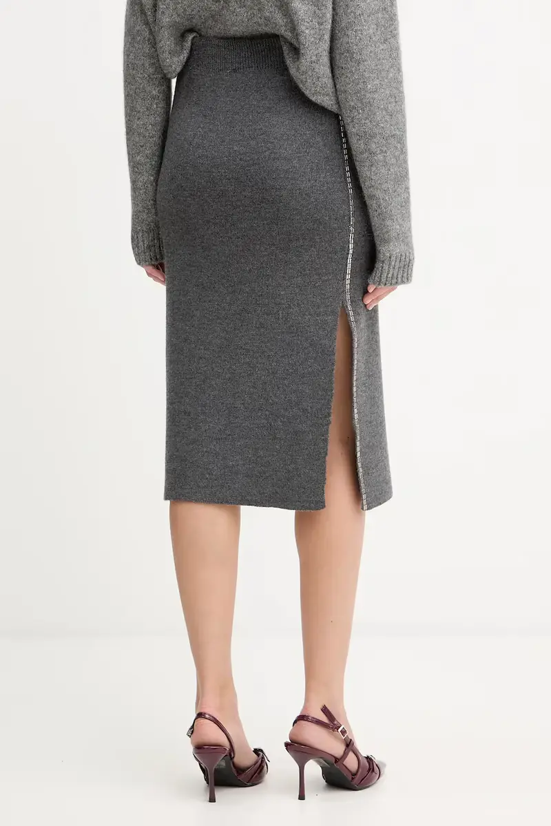 gonna con lana colore grigio A25CPGOE0101 miniatura 3