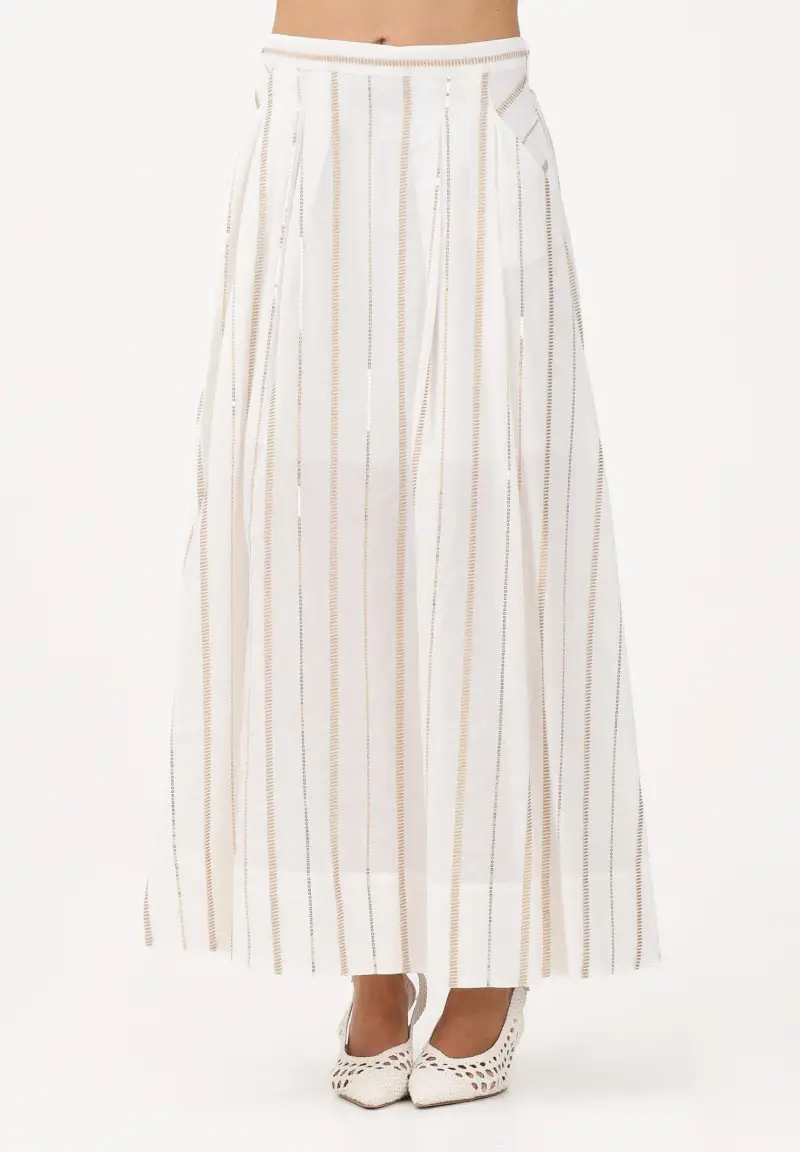 Gonna midi bianca da donna con ricamo