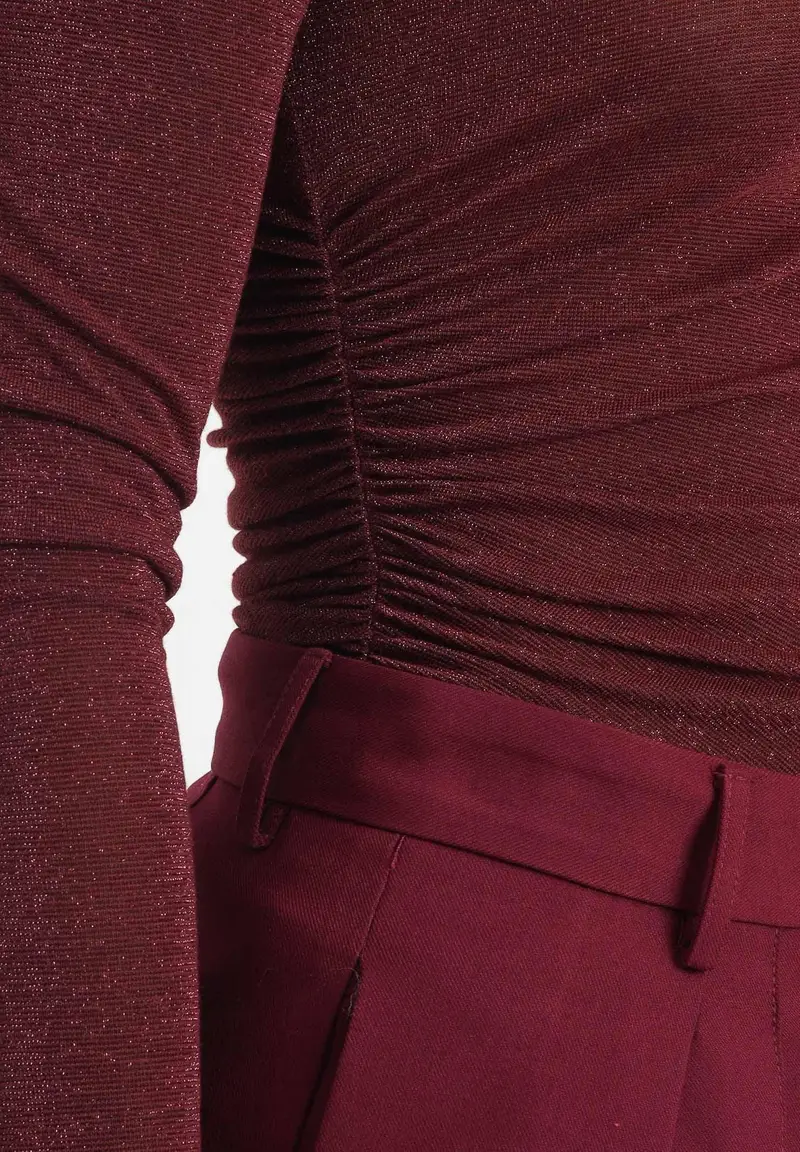 SIMONA CORSELLINI Maglia a manica lunga bordeaux da donna con finitura glitterata miniatura 2