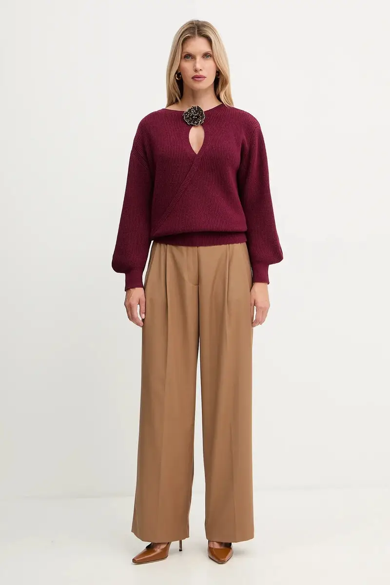 maglione con lana colore granata A25CPMGG0401 miniatura 2