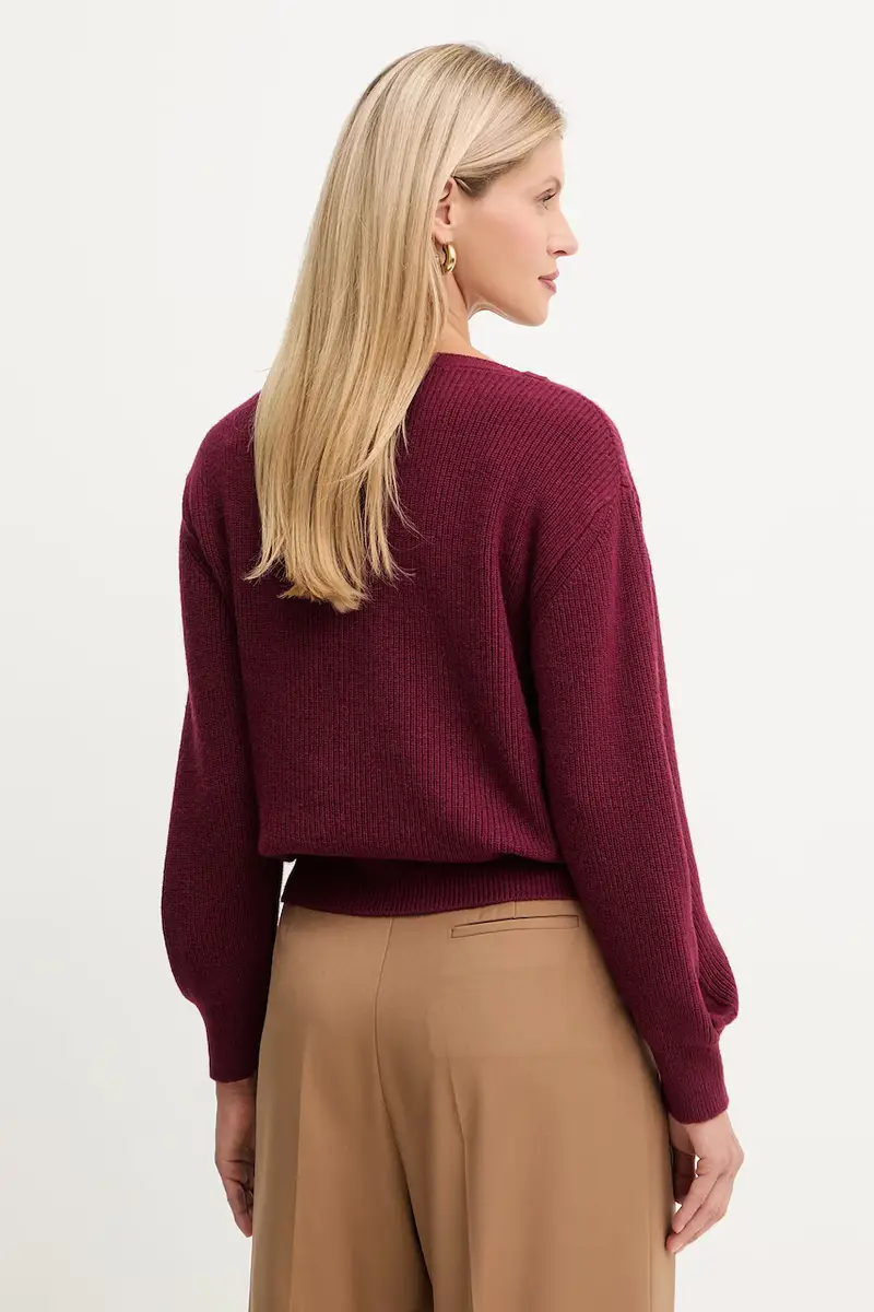 maglione con lana colore granata A25CPMGG0401 miniatura 3