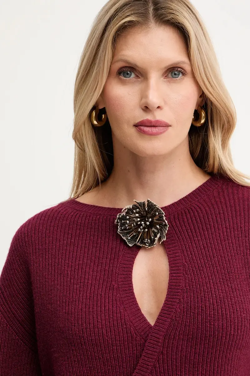 maglione con lana colore granata A25CPMGG0401 miniatura 4