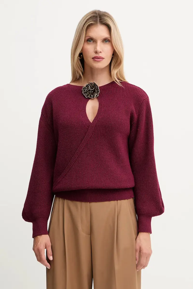 maglione con lana colore granata A25CPMGG0401