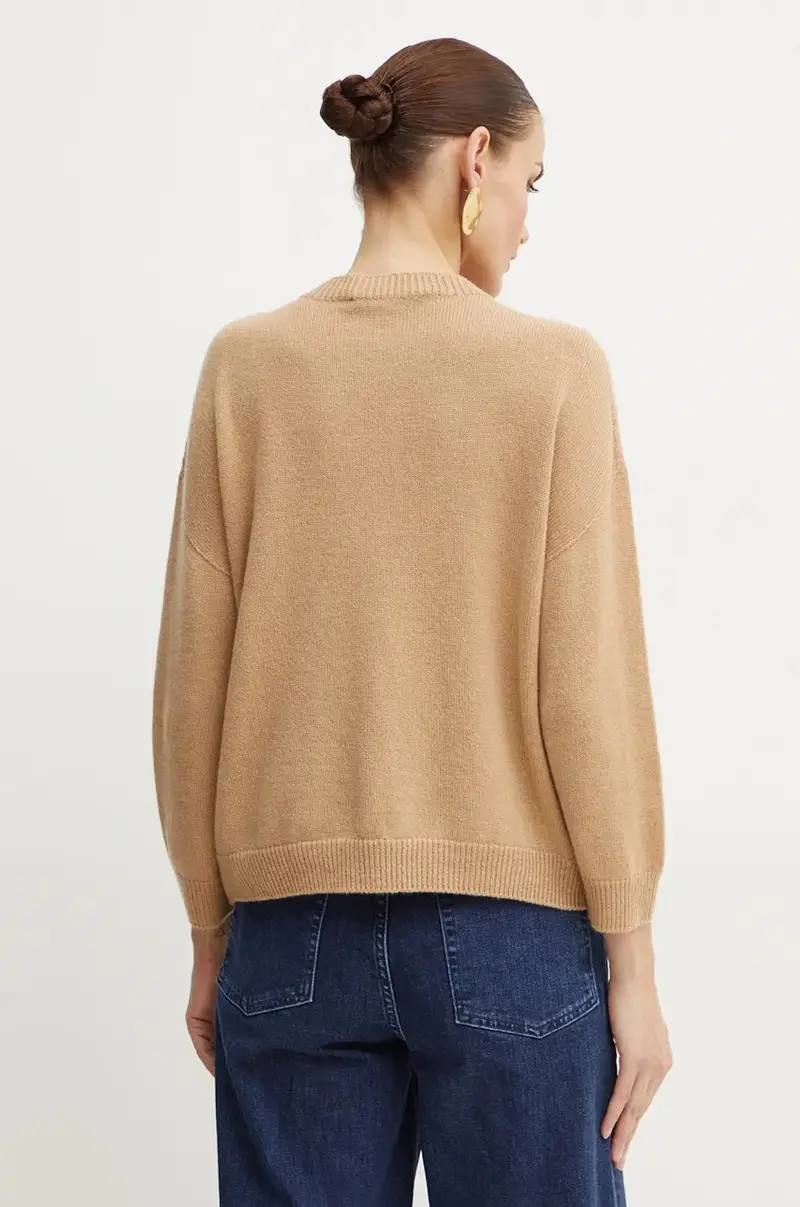 maglione in lana donna colore beige A24CPMGG03 miniatura 3