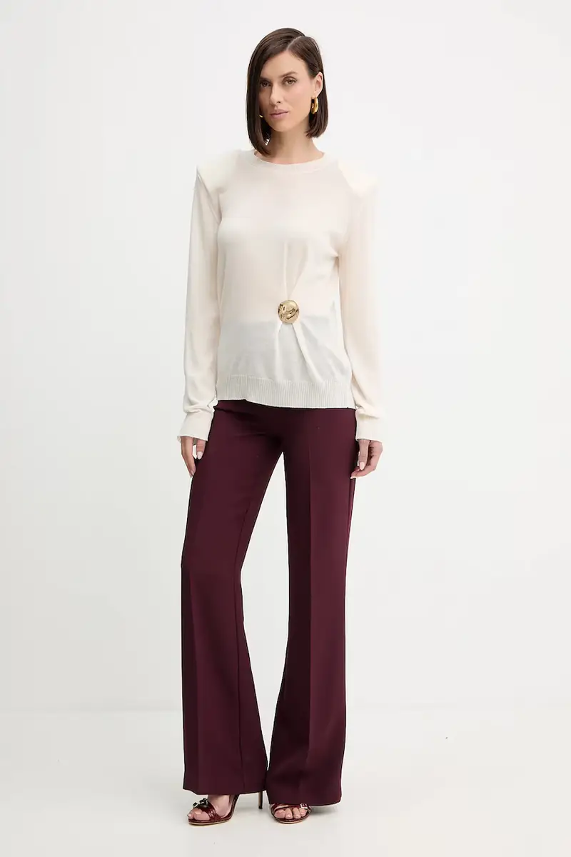 maglione in lana donna colore beige A25CPMGE0301 miniatura 2