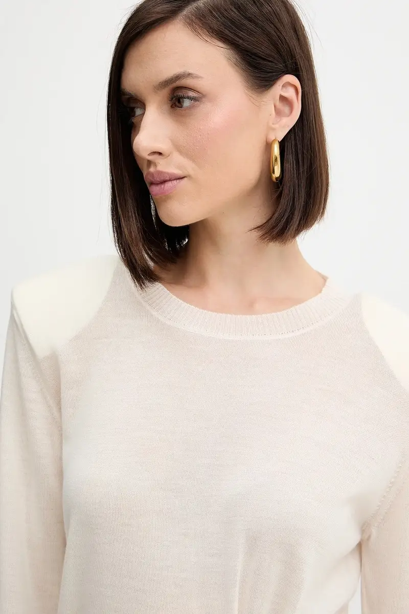 maglione in lana donna colore beige A25CPMGE0301 miniatura 4