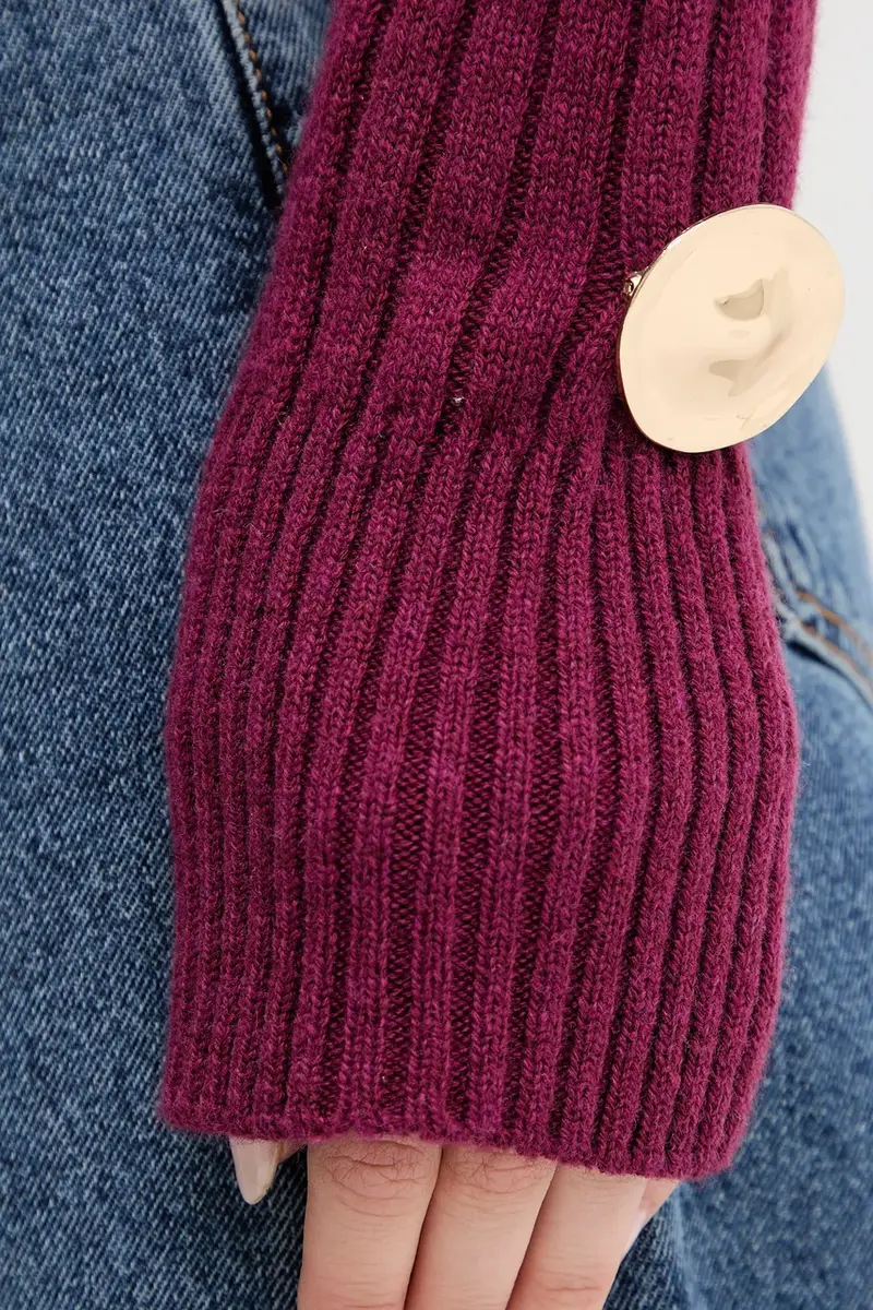 maglione in lana donna colore granata A25CPMGG0801 miniatura 5