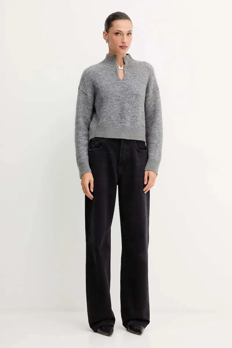 maglione in lana donna colore grigio A24CPMGO10 miniatura 2