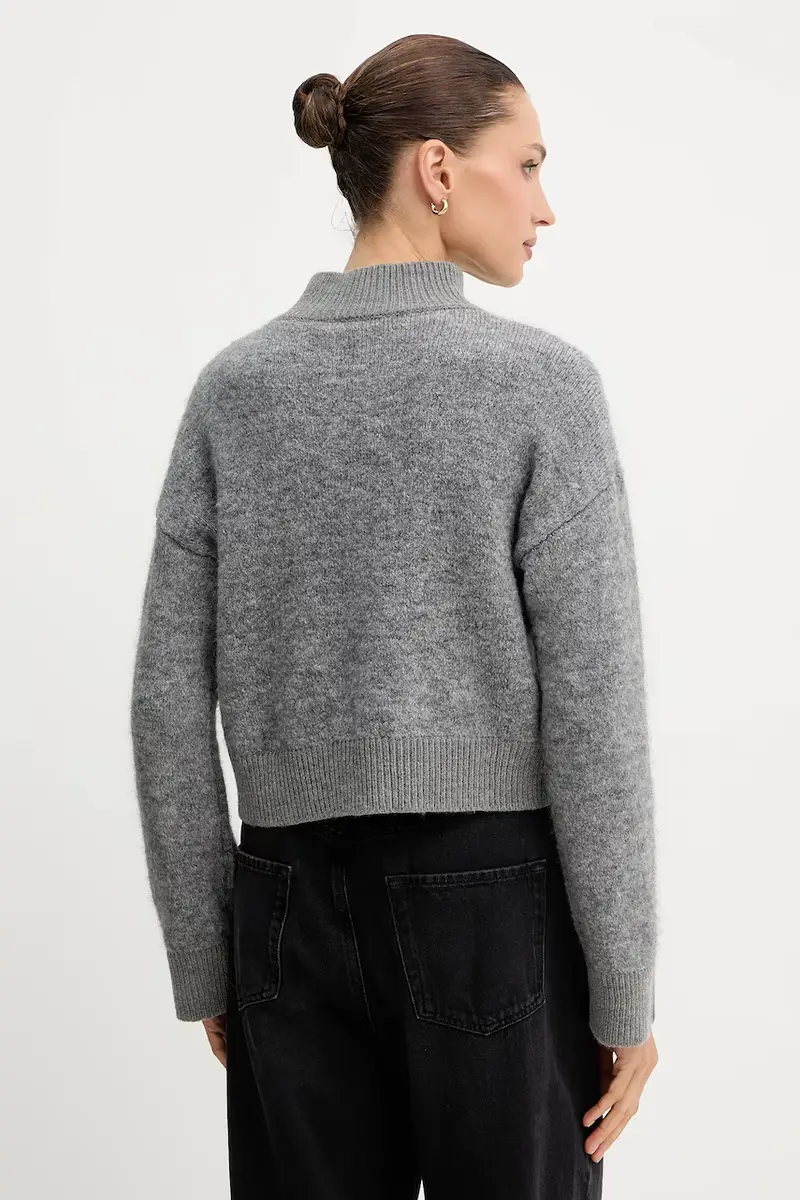 maglione in lana donna colore grigio A24CPMGO10 miniatura 3