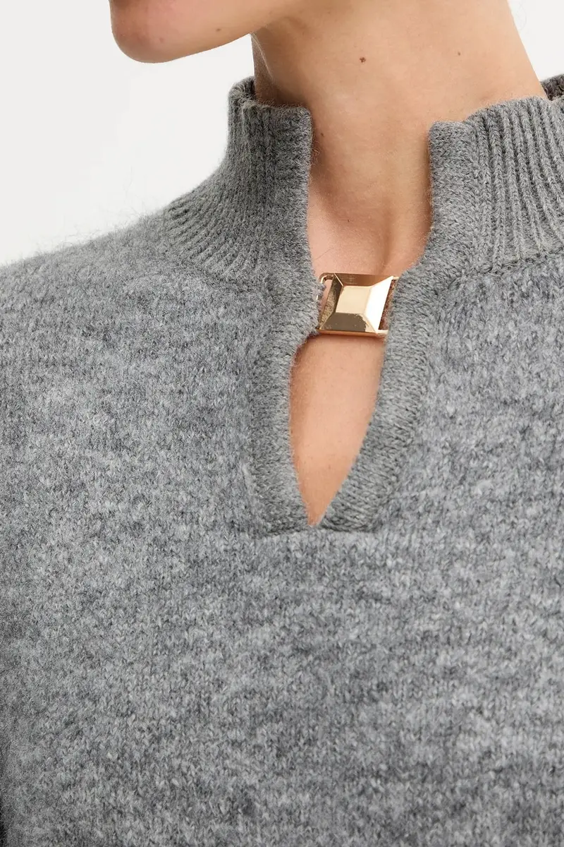 maglione in lana donna colore grigio A24CPMGO10 miniatura 5