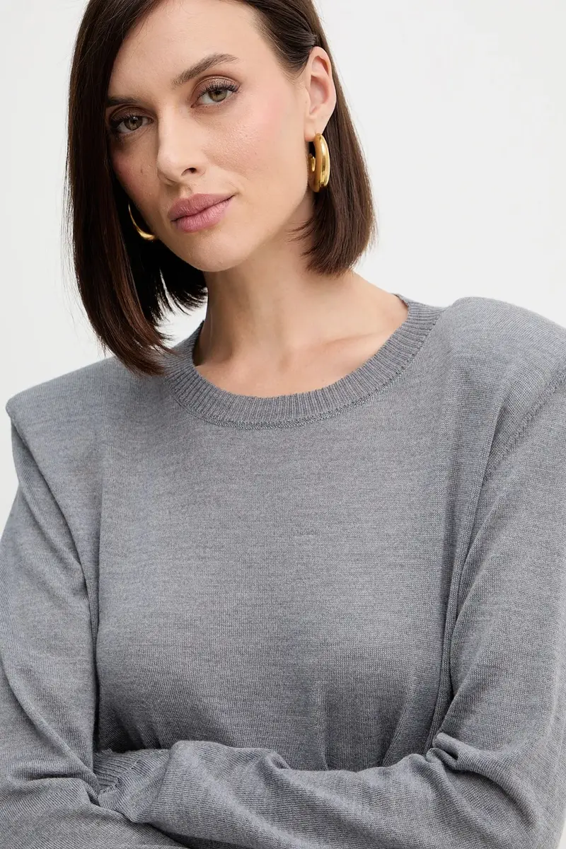 maglione in lana donna colore grigio A25CPMGE0301 miniatura 4