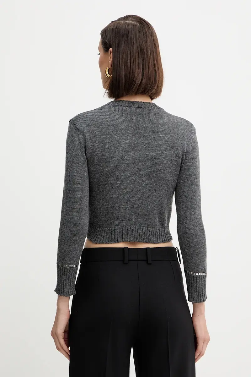 maglione in lana donna colore grigio A25CPMGE0601 miniatura 3