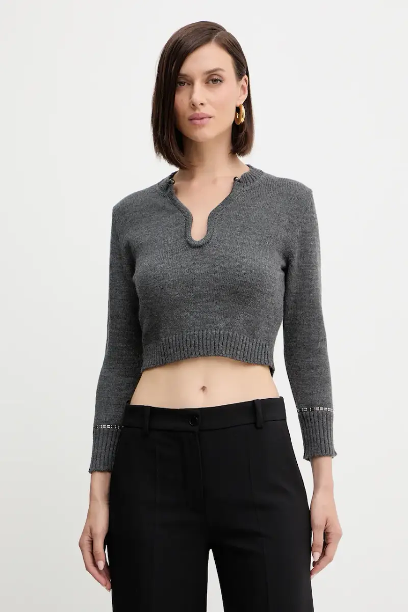 maglione in lana donna colore grigio A25CPMGE0601