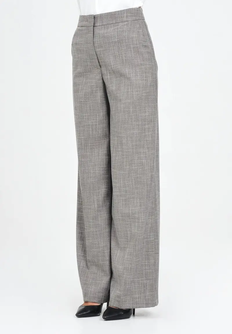 SIMONA CORSELLINI Pantalone elegante grigio da donna con motivo gessato incrociato