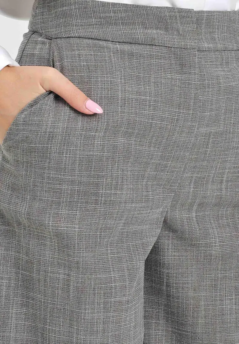 SIMONA CORSELLINI Pantalone elegante grigio da donna con motivo gessato incrociato miniatura 2