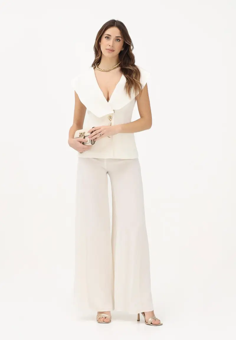 Pantalone elegante panna da donna miniatura 2