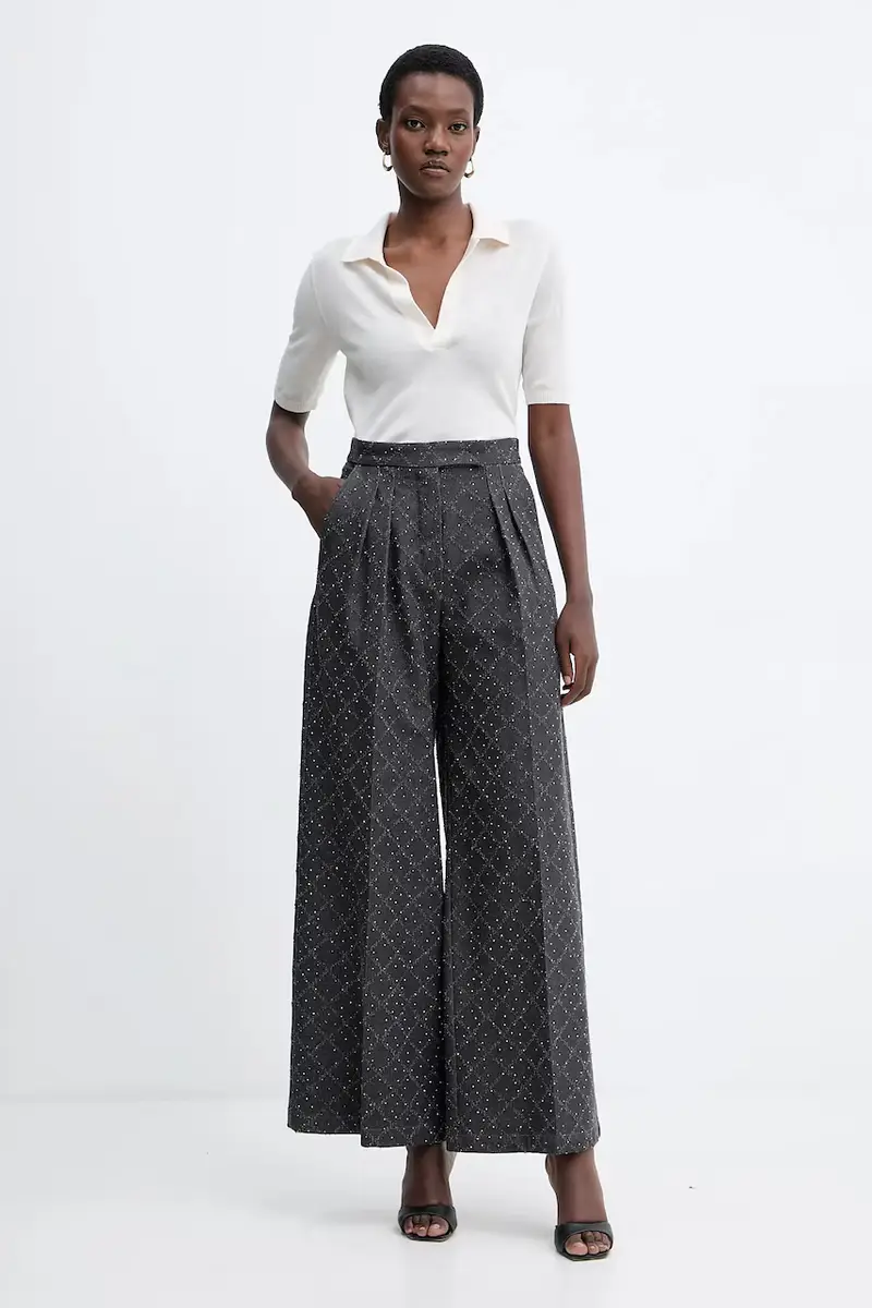 pantaloni in cotone donna colore grigio A25CPPA01001 miniatura 2