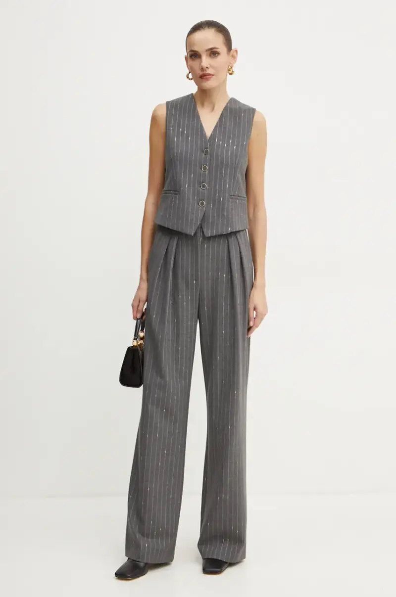 pantaloni in misto lana colore grigio A24CPPA014 miniatura 2